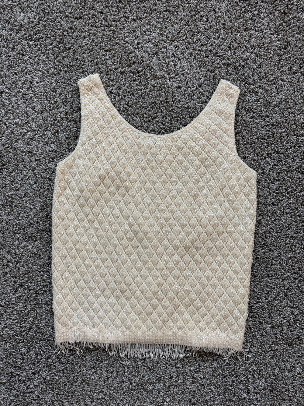Women's Vintage Cream Beaded Top